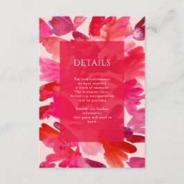 All the Love Watercolour Pink Red Wedding Details  エンクロージャーカード