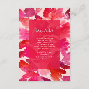 All the Love Watercolour Pink Red Wedding Details エンクロージャーカード