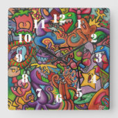 All The Noise By Squid Fear City スクエア壁時計 (正面)