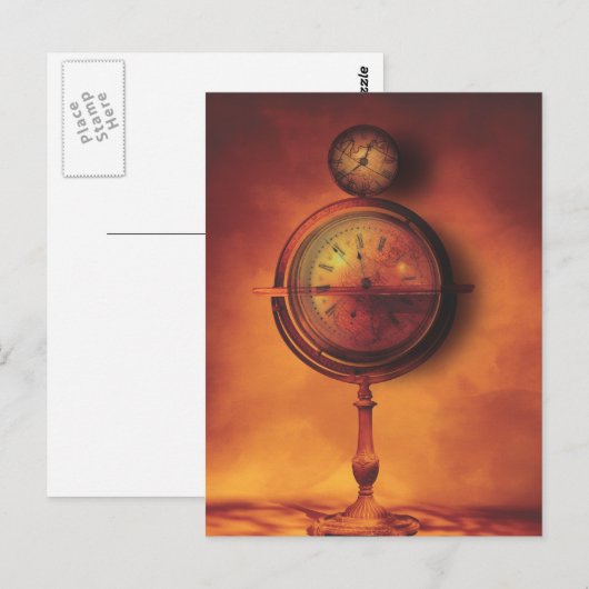 All the time in the World Steampunk Clock Globe ポストカード (正面/裏面)
