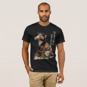 "All Things Change" 日本の着物姿の猫アート Tシャツ (正面フル)