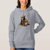 "All Things Change" Japanese Cat in Kimono Art パーカ (正面)