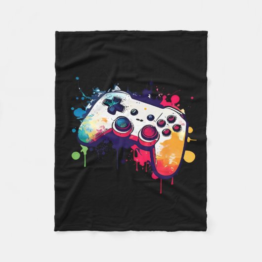 All Things Video Game Controller Gamer Boys Me フリースブランケット (正面)