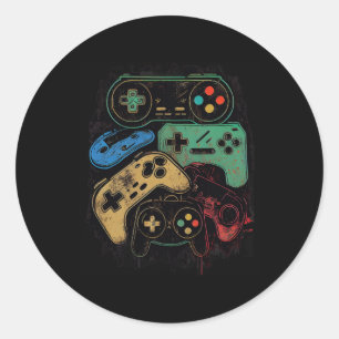 All Things Video Game Controller Gamer Graphic ラウンドシール