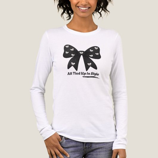 All Tied Up In Style – Chic Minimalist Bow T-Shirt トライブレンドＴシャツ (正面)