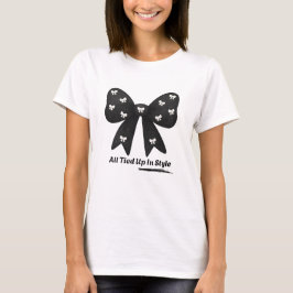All Tied Up In Style – Chic Minimalist Bow T-Shirt Tシャツ