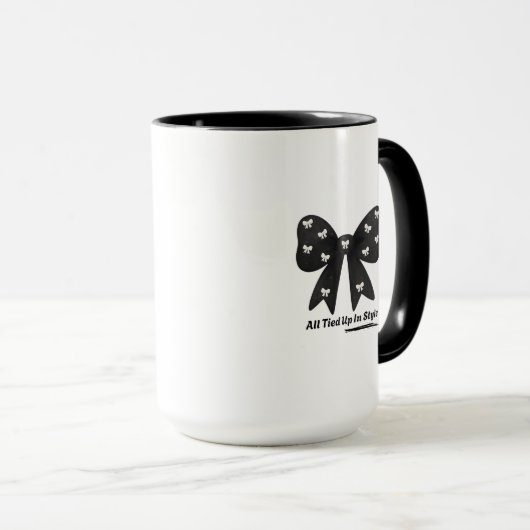 All Tied Up In Style cup– Elegant Black Bow マグカップ (正面右)