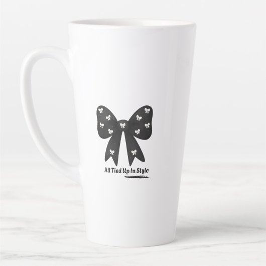 All Tied Up In Style Latte mug– Elegant Black Bow カフェラテマグ (左)