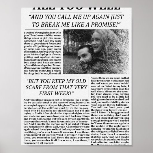 All Too Well Newspaper ポスター (正面)