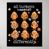 All Turkeys Communicate Differently Thanksgiving A ポスター (正面)