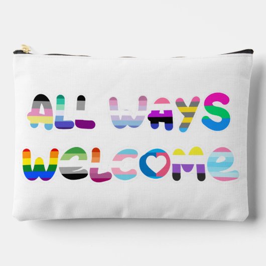 All Ways Welcome LGBTQIA+包括同性愛者プライド アクセサリーポーチ (正面)
