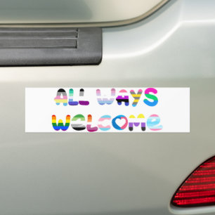 All Ways Welcome LGBTQIA+包括同性愛者プライド バンパーステッカー