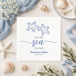 All we Sea is Love シックなヒトデ カップル ウェディング スタンダードカクテルナプキン