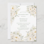 All White Floral Engagement Party 招待状 (正面)