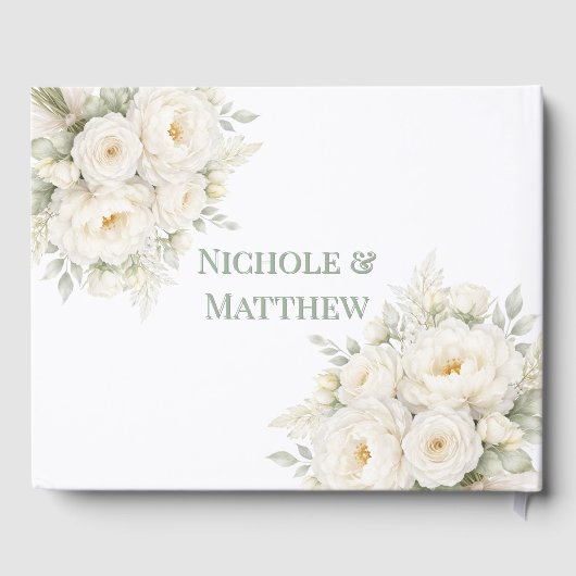 All White Floral Wedding ゲストブック (裏面)