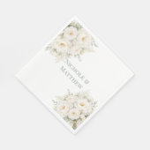 All White Floral Wedding スタンダードランチョンナプキン (角)