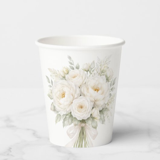 All White Floral Wedding 紙コップ (裏面)