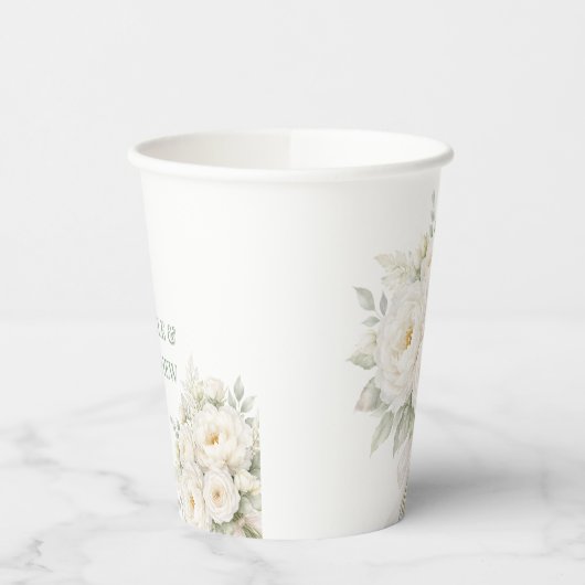 All White Floral Wedding 紙コップ (左)