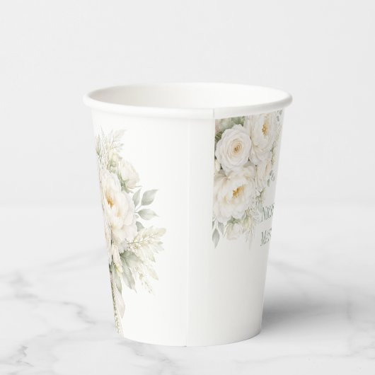 All White Floral Wedding 紙コップ (右)