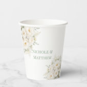 All White Floral Wedding 紙コップ (正面)