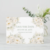 All White Floral Wedding Save the Date セーブザデート (スタンド正面)