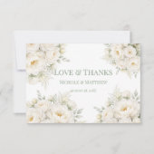 All White Floral Wedding Thank You Cards サンキューカード (正面)
