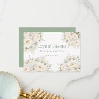All White Floral Wedding Thank You Cards サンキューカード
