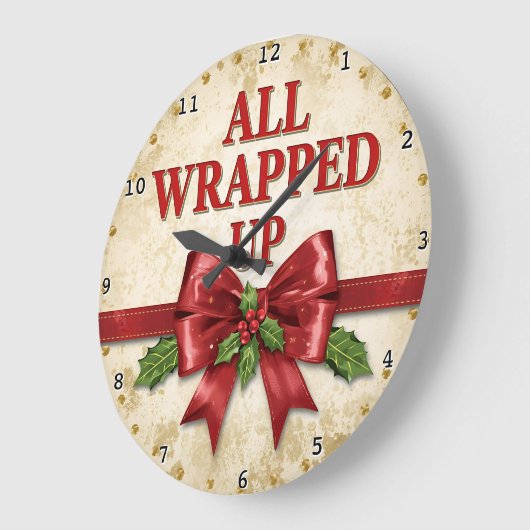 All Wrapped Up Red Bow ラージ壁時計 (傾斜)