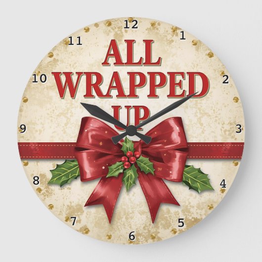 All Wrapped Up Red Bow ラージ壁時計 (正面)