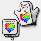 All You Need is Love 鍋つかみ&鍋敷きセット (正面/裏面)