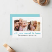 ALL YOU NEED IS LOVE 2 Photo Valentines Day BLUE ノートカード (正面/裏面インサイチュ)