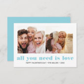 ALL YOU NEED IS LOVE 2 Photo Valentines Day BLUE ノートカード (正面/裏面)