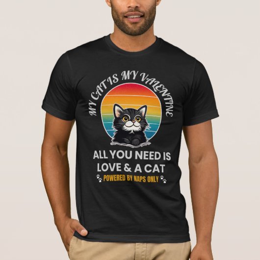 All You Need Is Love & A Cat T-Shirt, Funny Cat  Tシャツ (正面)