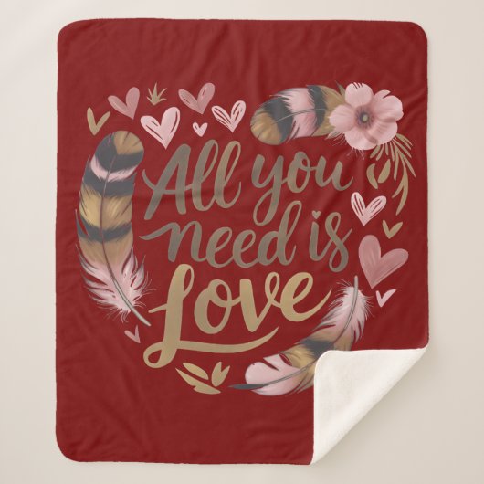 All You Need Is Love – A Gentle Boho Whisper シェルパブランケット (正面)