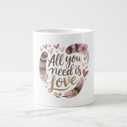 All You Need Is Love – A Gentle Boho Whisper ジャンボコーヒーマグカップ (正面)