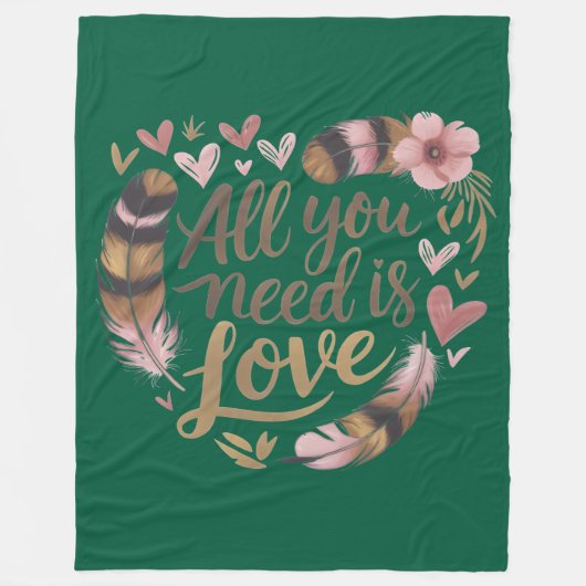 All You Need Is Love – A Gentle Boho Whisper フリースブランケット (正面)