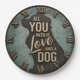All You Need Is Love and a Dog Rustic ペーパープレート