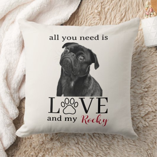 All You Need Is Love and My Dog – Custom Pet Name  クッション (ブランケット)