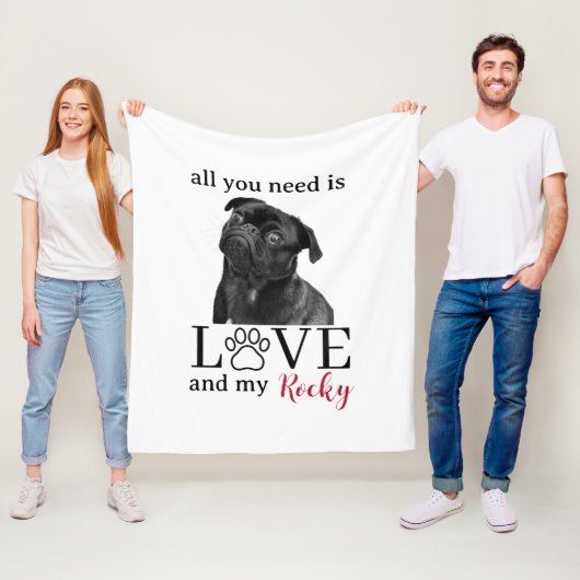 All You Need Is Love and My Dog – Custom Pet Name  フリースブランケット (インサイチュ)