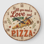 All You Need Is Love and Pizza ラージ壁時計 (正面)