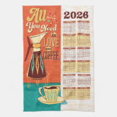All You Need Is Love + Coffee Calendar Towel 2026 キッチンタオル (縦)