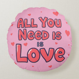 “All You Need Is Love” Round Pink Cushion ラウンドクッション