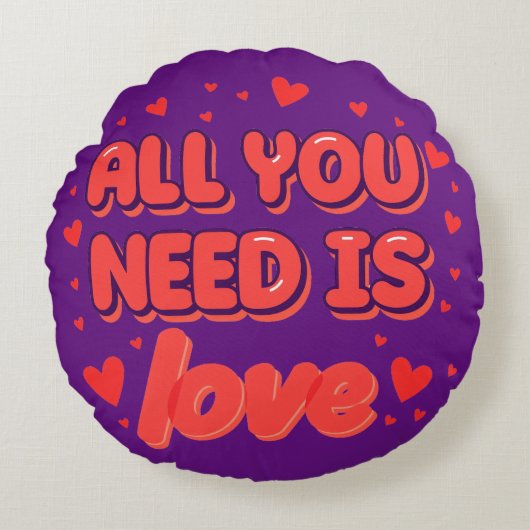 "All You Need is Love" valentine's day desing ラウンドクッション (正面)