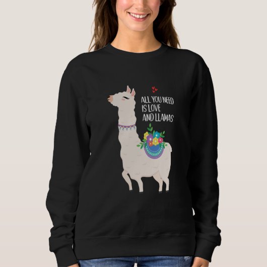 All You Need Is Love Valentine's Day Llama スウェットシャツ (正面)
