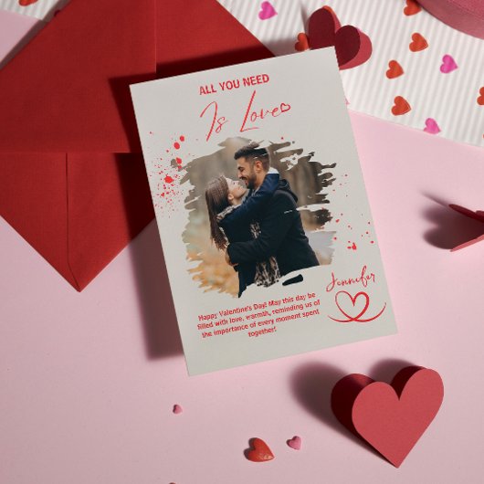 All You Need Is Love Valentines Day Photo Heart シーズンカード