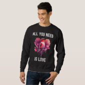 All you need is love with heart Birds Valentine's  スウェットシャツ (正面フル)