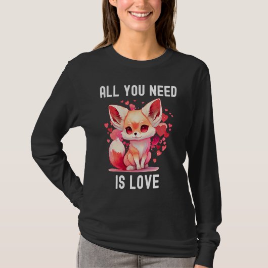 All you need is love with heart Kitsu Valentine's  Tシャツ (正面)