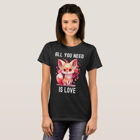 All you need is love with heart Kitsu Valentine's  Tシャツ (正面フル)