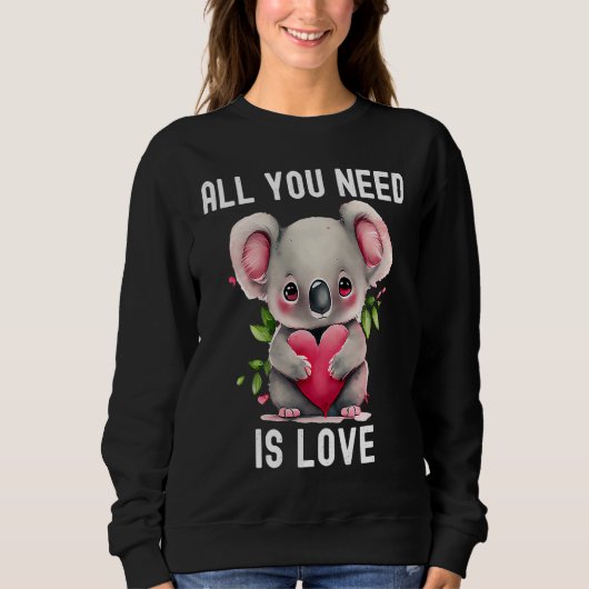All you need is love with heart Koala Valentine's スウェットシャツ (正面)