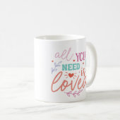 All You Need is Loved – Inspirational Mug with Hea コーヒーマグカップ (正面右)